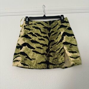 Motel Rocks Mini Skirt Lime Green BlacK Slit